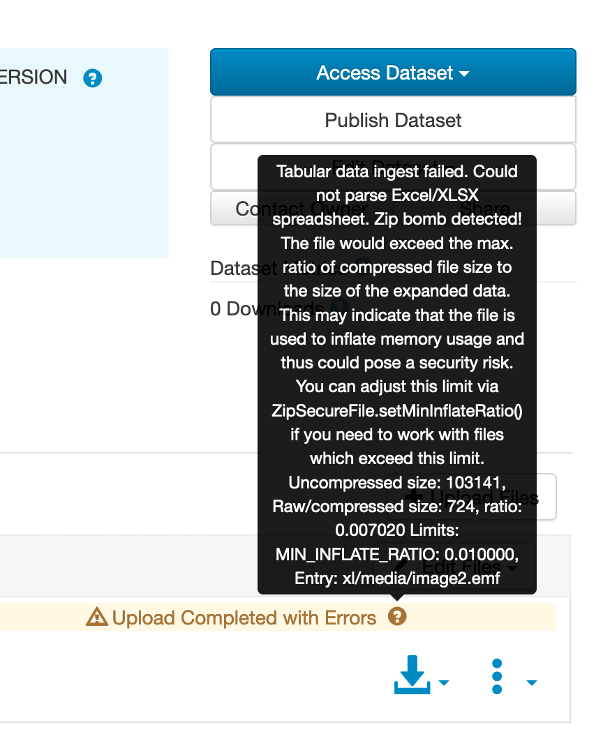 "zip bomb detected" error when uploading a spreadsheet · Issue 7854