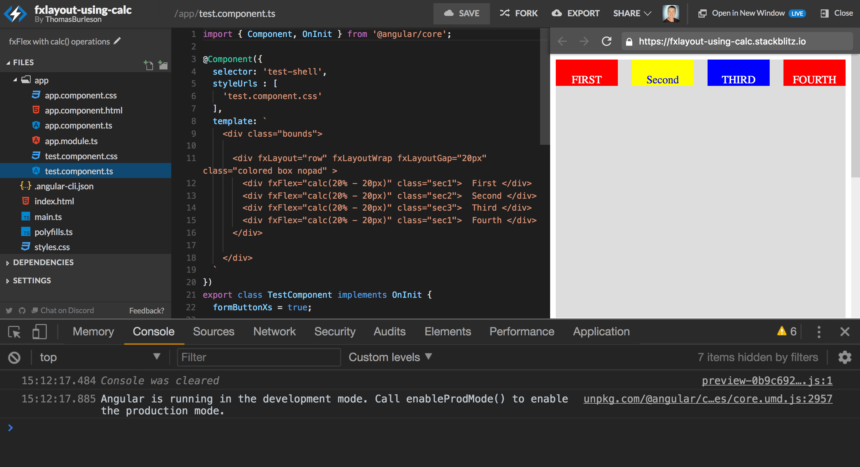 Get Error while using "calc" for fxFlex in IE 11 · Issue 323 · angular