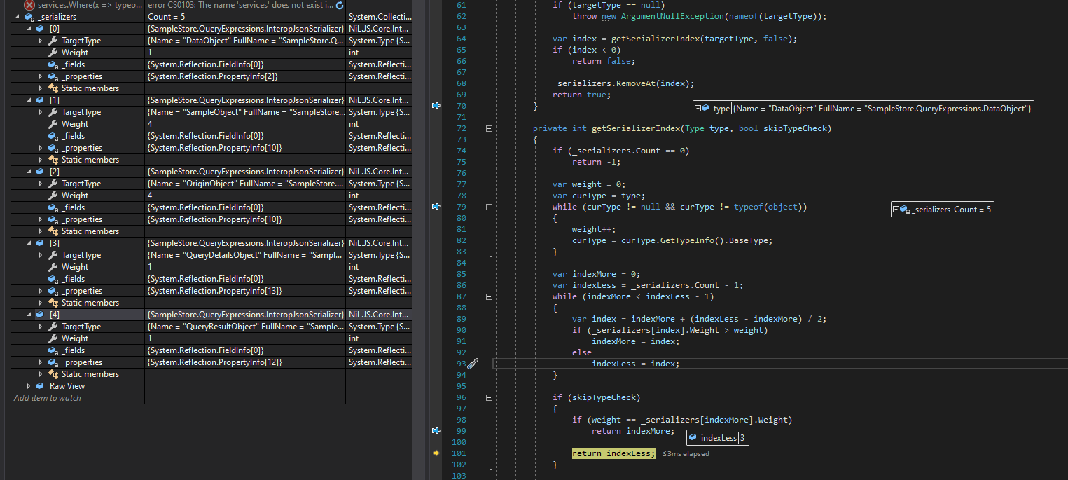 Problem when finding json serializer if other serializers have large