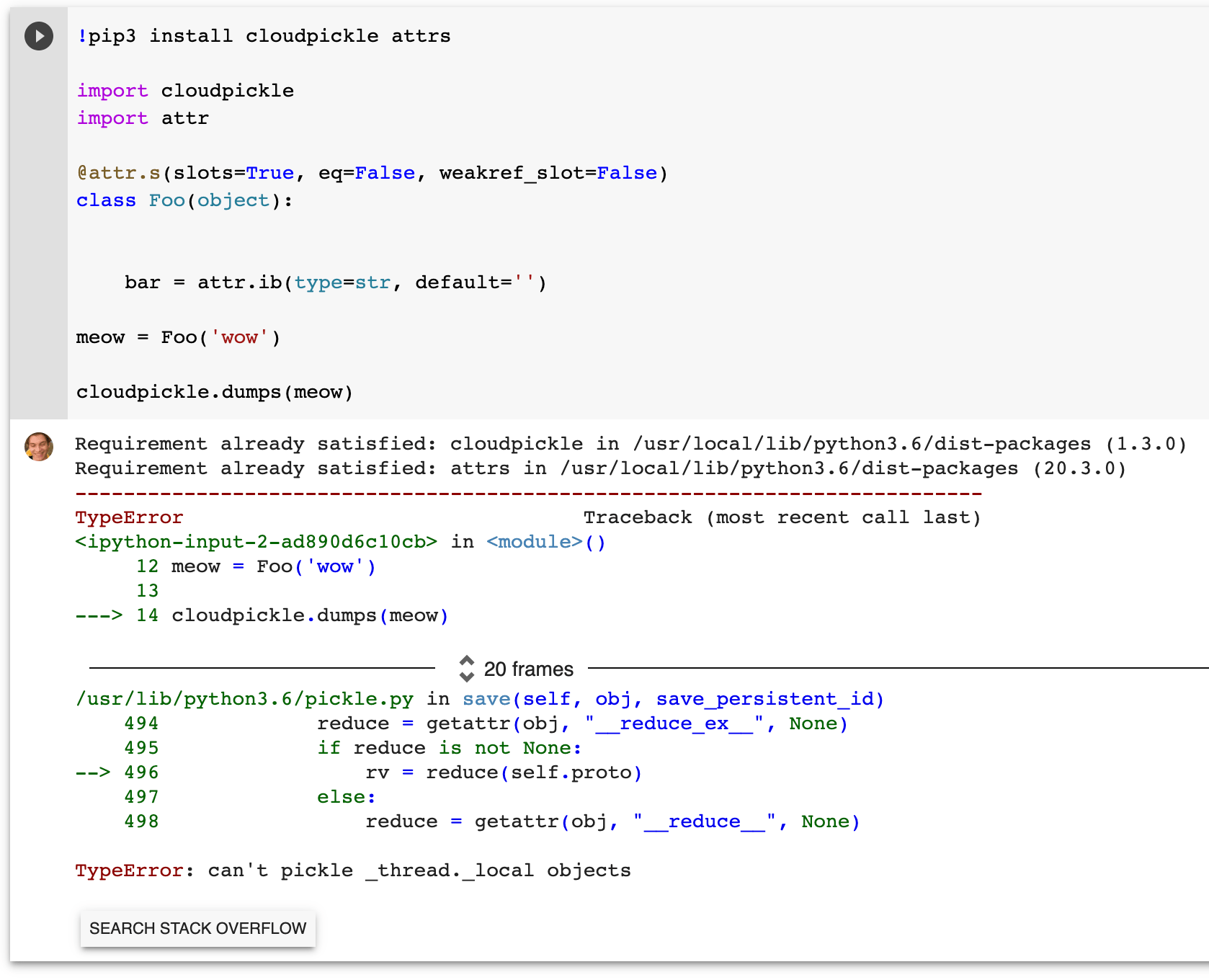 threading.local global variable in _make.py breaks (cloud)pickling