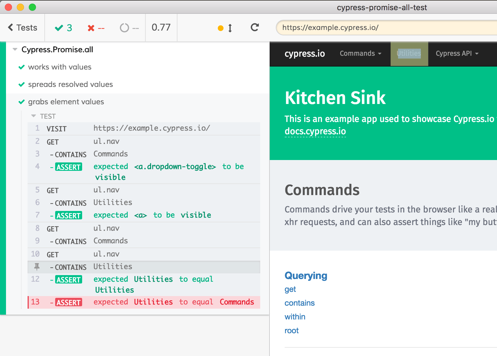 When using `Promise.all` to get multiple elements in Cypress, same last