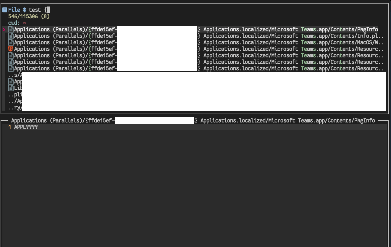 Run `FzfLua files` with strings including char `{` when will cause