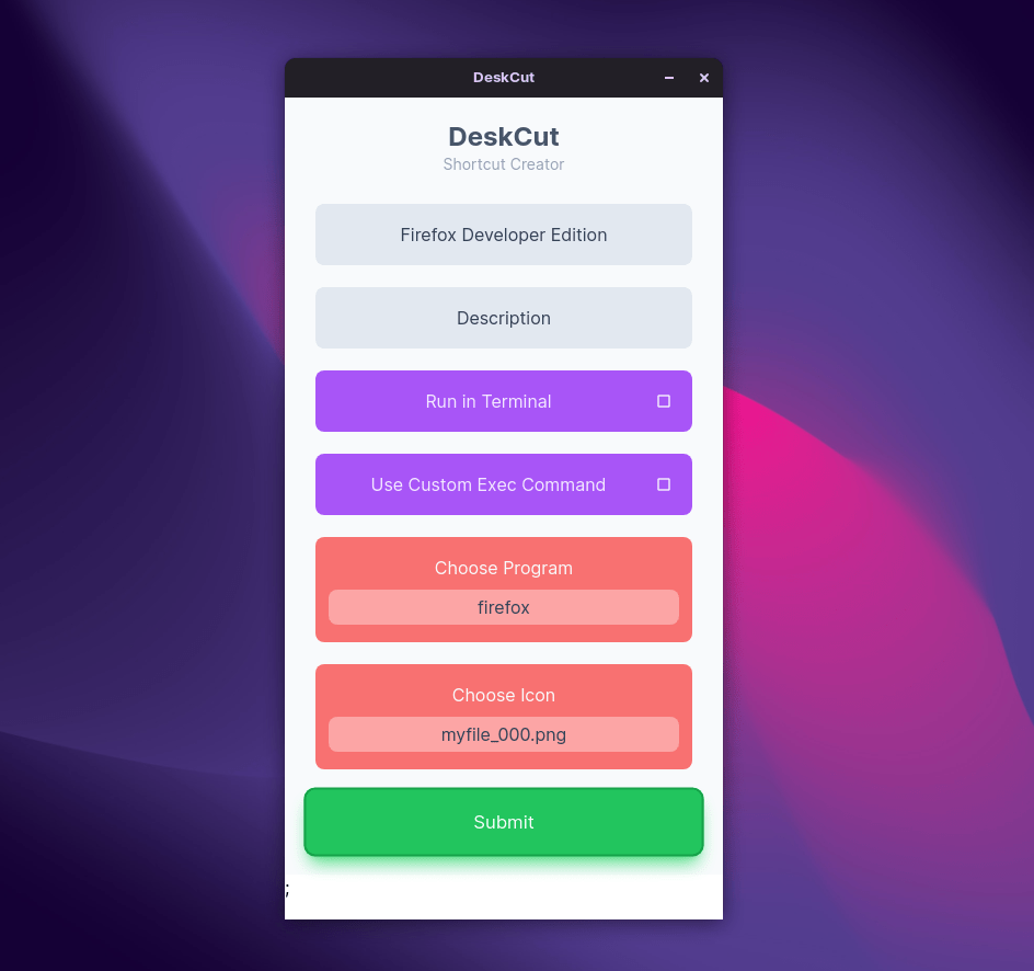 An easytouse linux app that lets you create Desktop