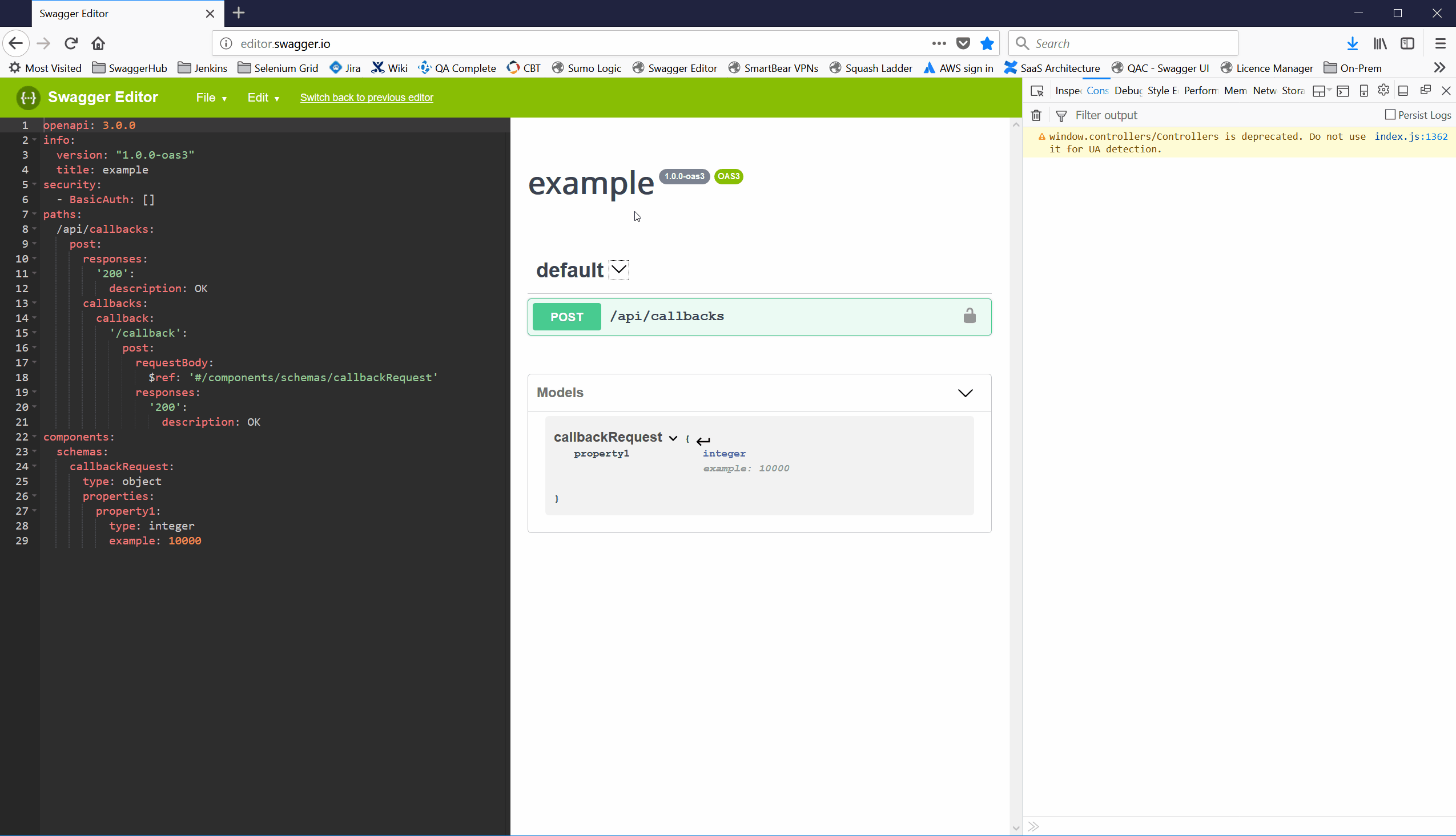 Editor validation does not pickup issue with callback structure