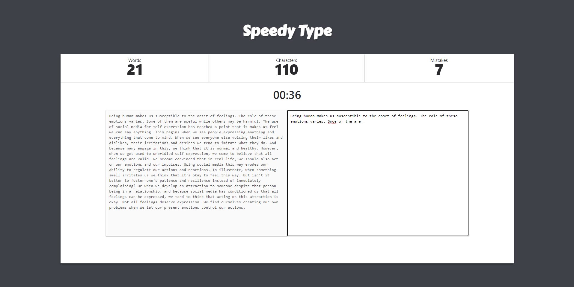 GitHub MadhavBahl/speedytype App created for my on ReactJS