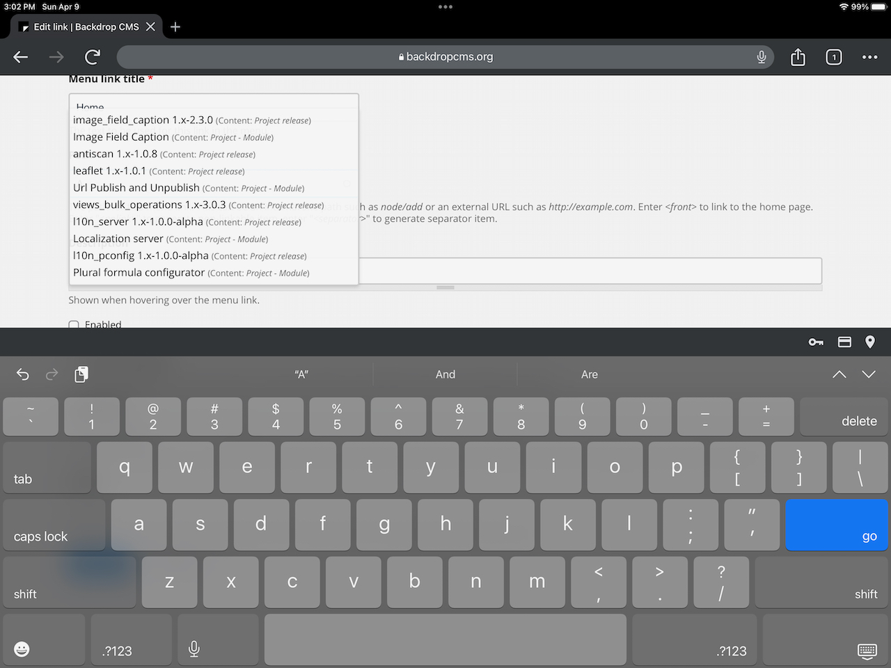 Fixed Adjust dropdown positioning on iPad and iPhone