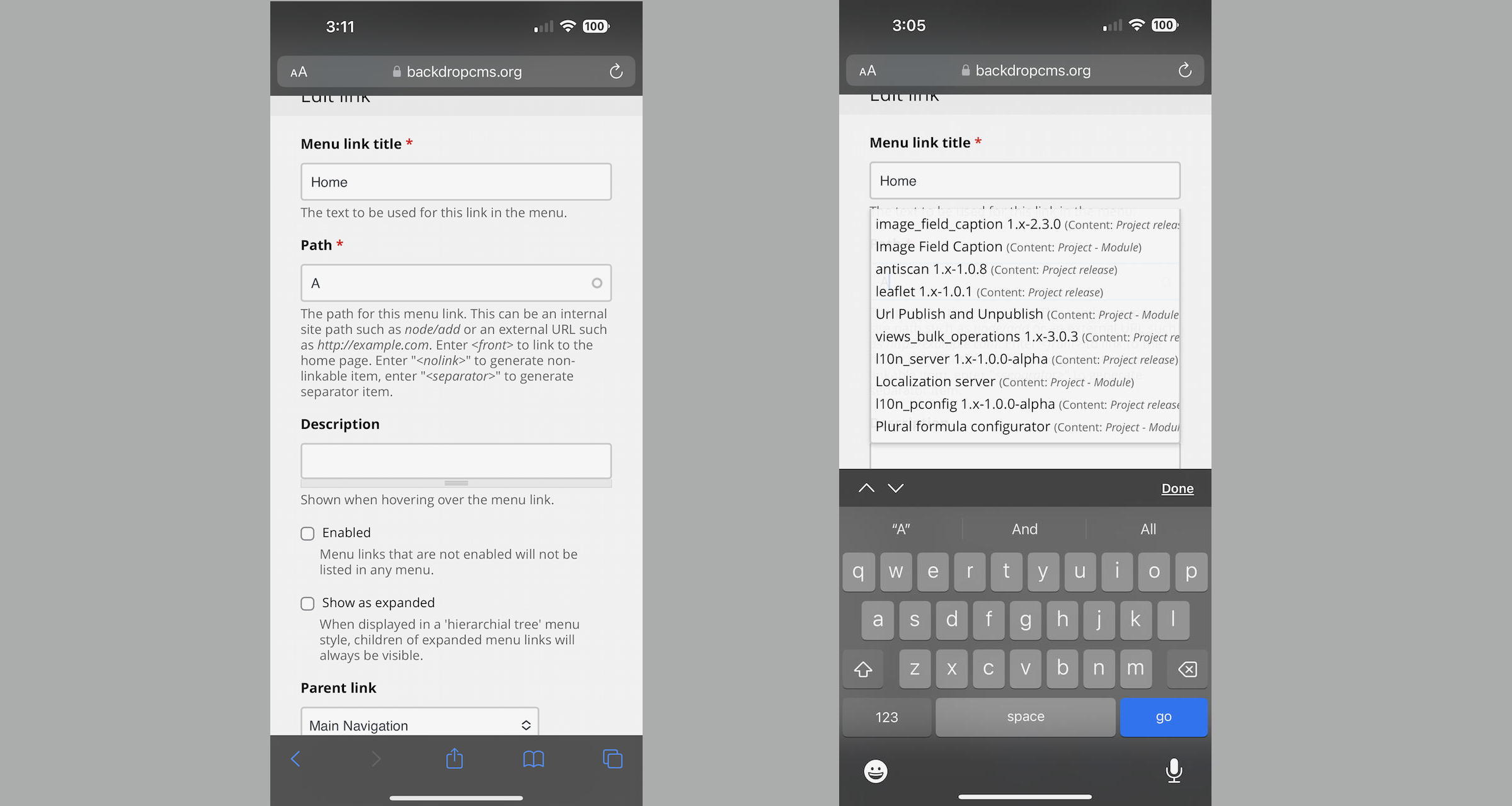 Fixed Adjust dropdown positioning on iPad and iPhone