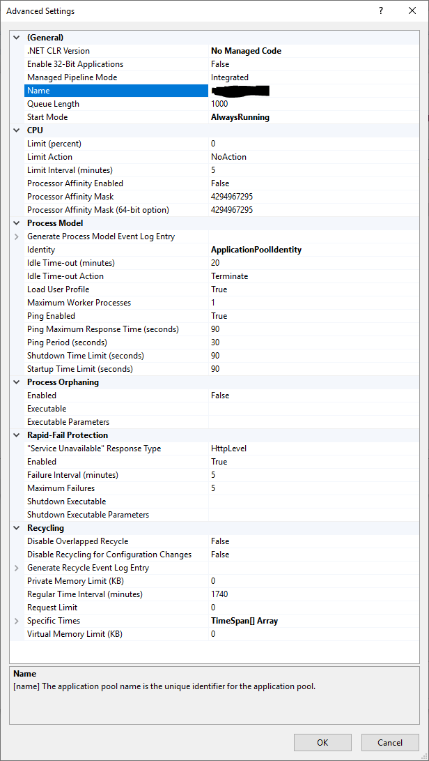 w3wp.exe crashes Faulting module name KERNELBASE.dll, version 10.0