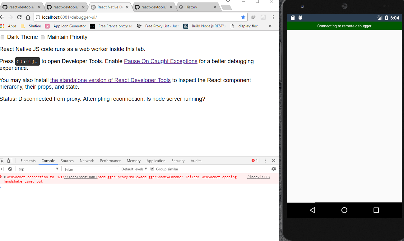 Remote js debugging not working · Issue 18983 · facebook