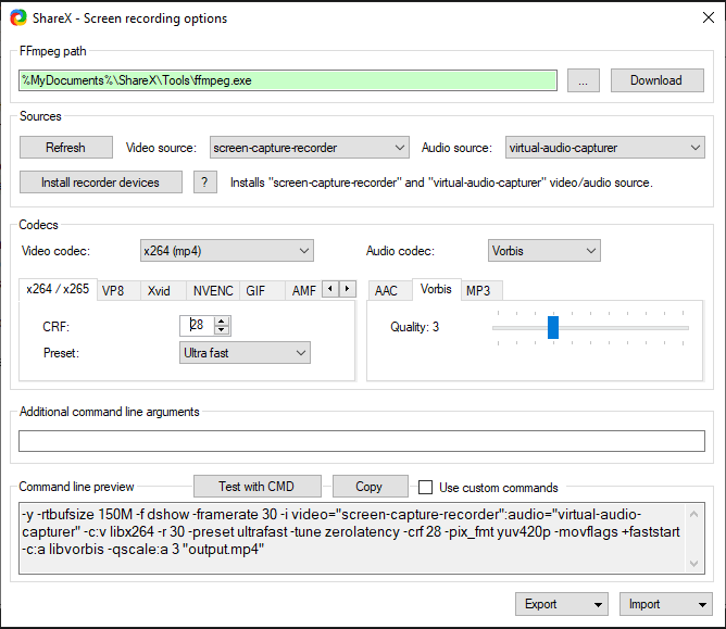 ShareX not recording audio I have installed all required recording