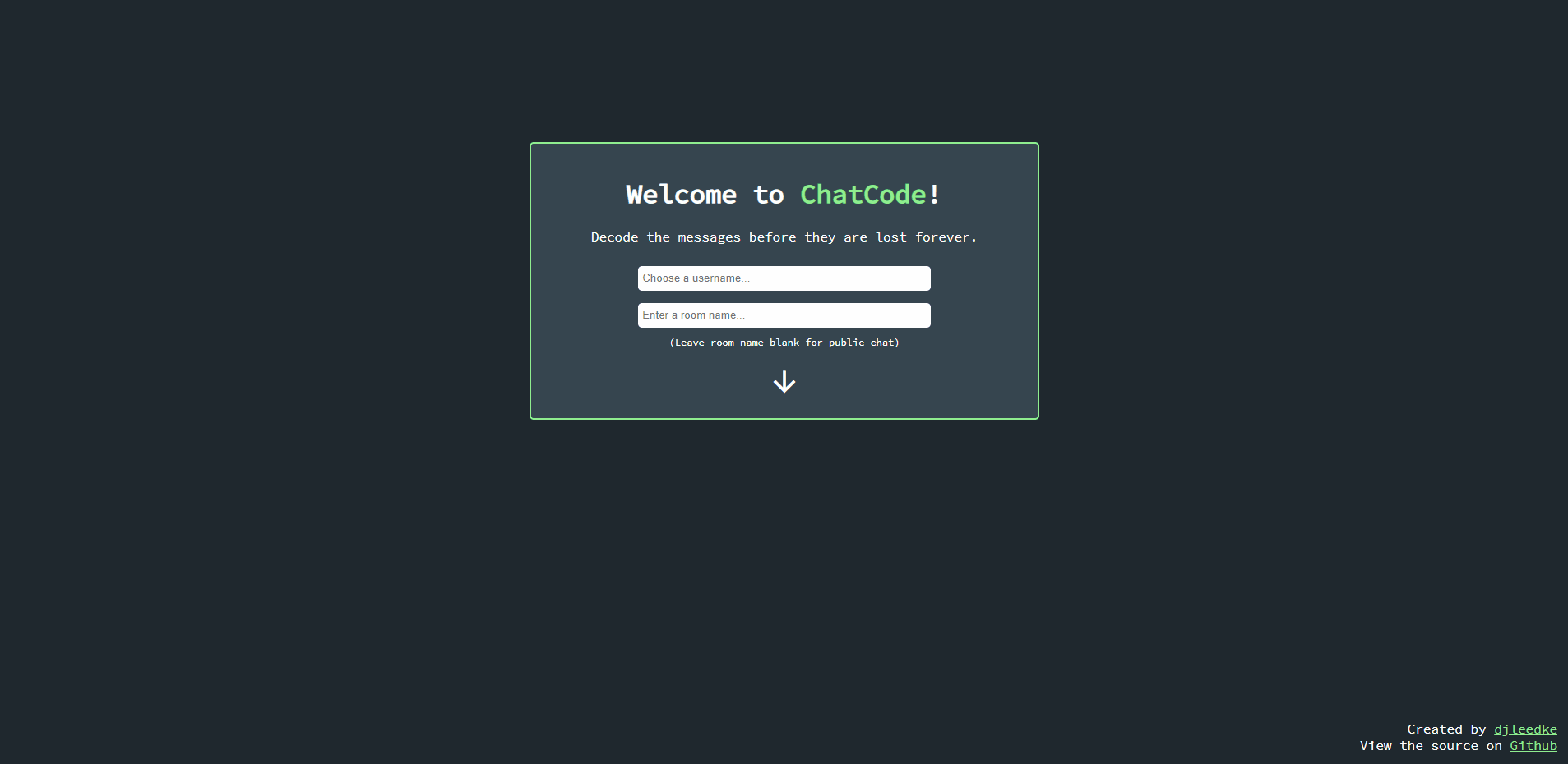 GitHub djleedke/chatcodeapp A web app that utilizes