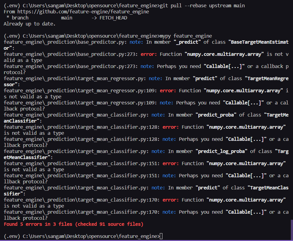 mypy throws error on latest main · Issue 473 · featureengine/feature