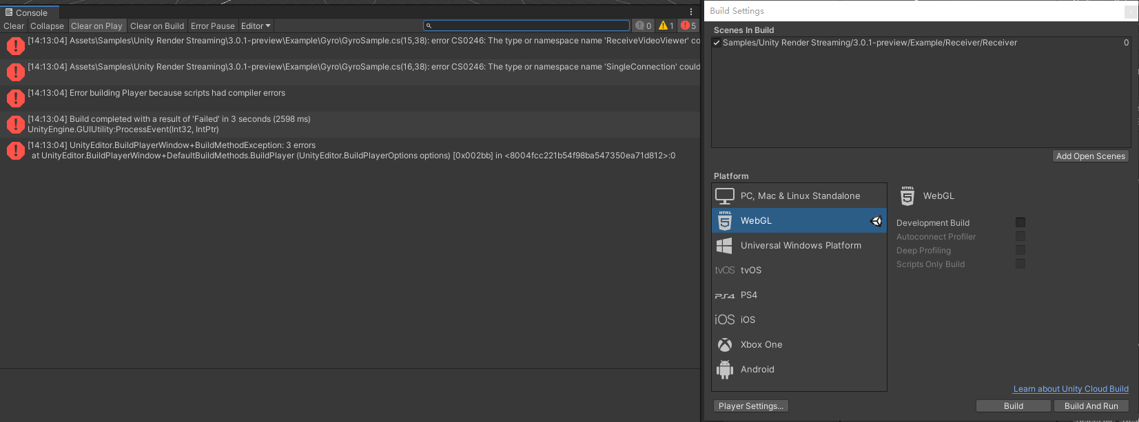 [BUG]The type or namespace name 'ReceiveVideoViewer' could not be found