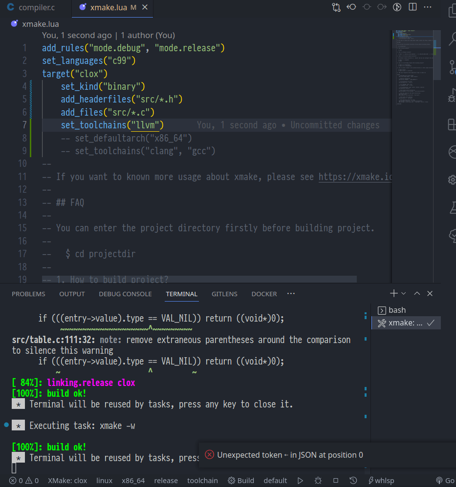 Toolbar toolchain button throws error after build button is pressed