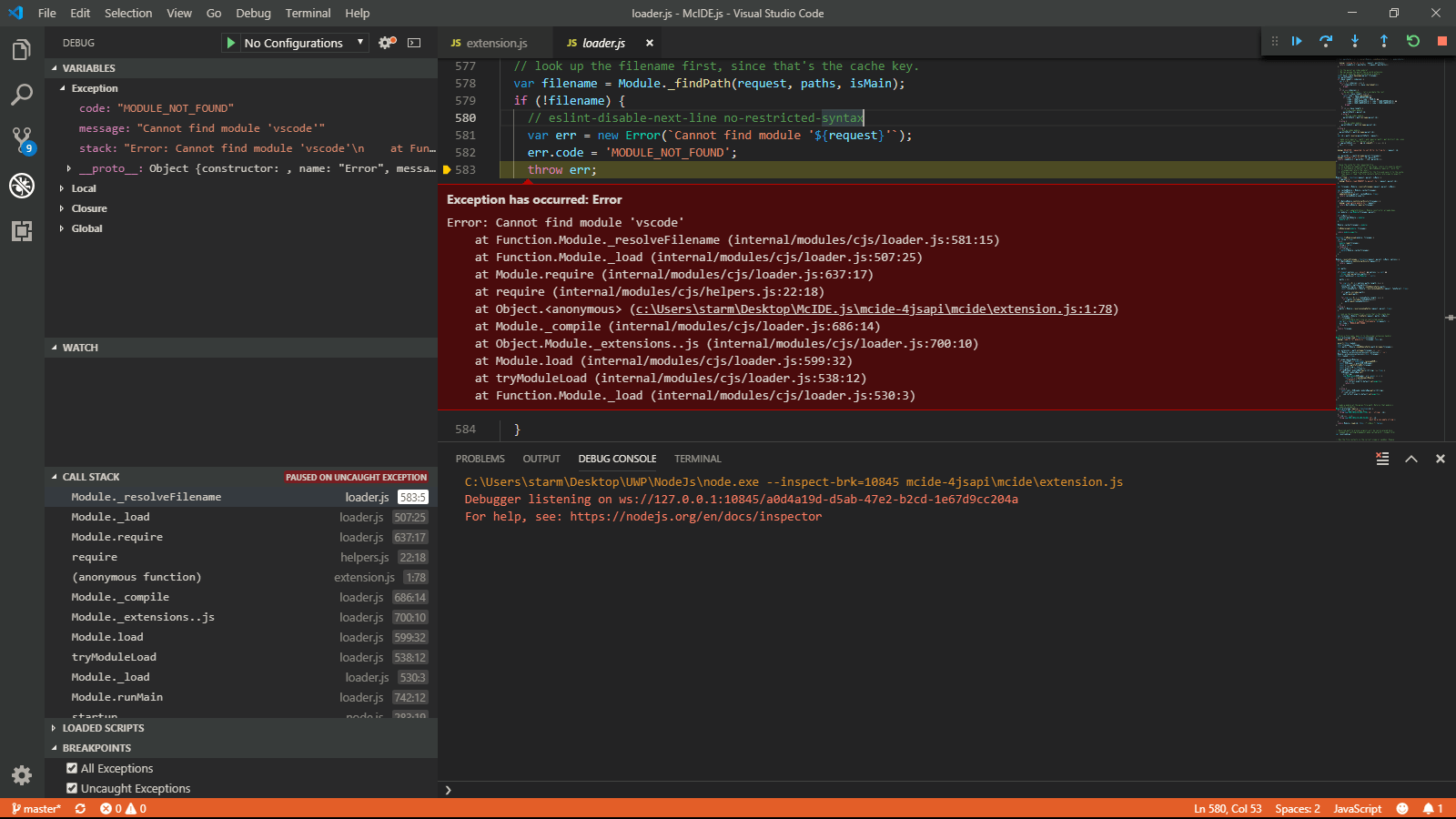 Visual Studio Code can't find itself (a. k. a. ALWAYS open folder with ".vscode" AND ".node