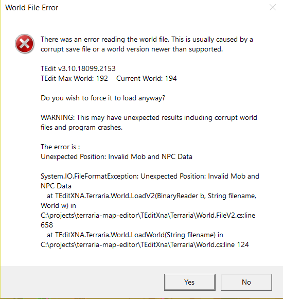 tedit error (file cant open in terraria(corrupted) and tedit(error)) · Issue 1072 · TEdit