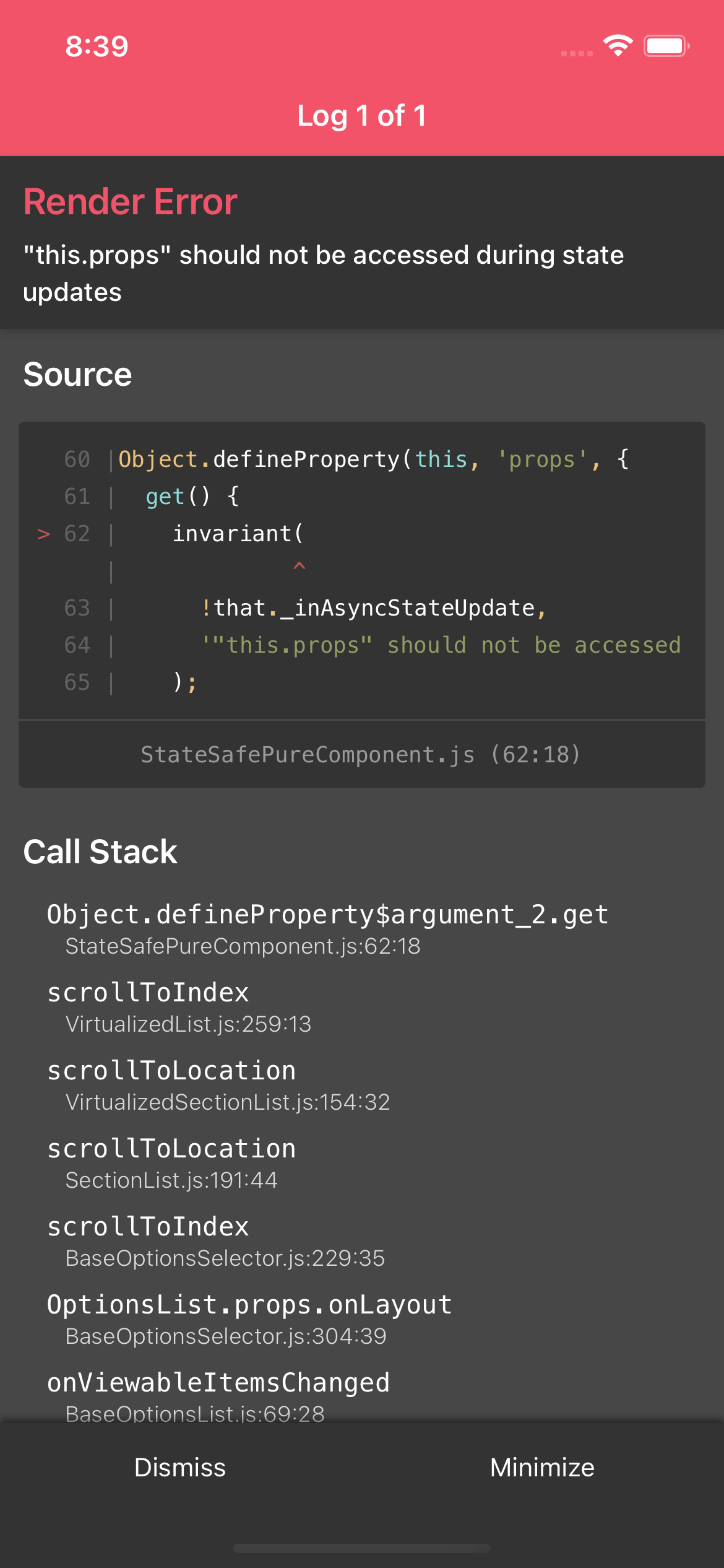 Using setState & this.props in onLayout callback of SectionList throws