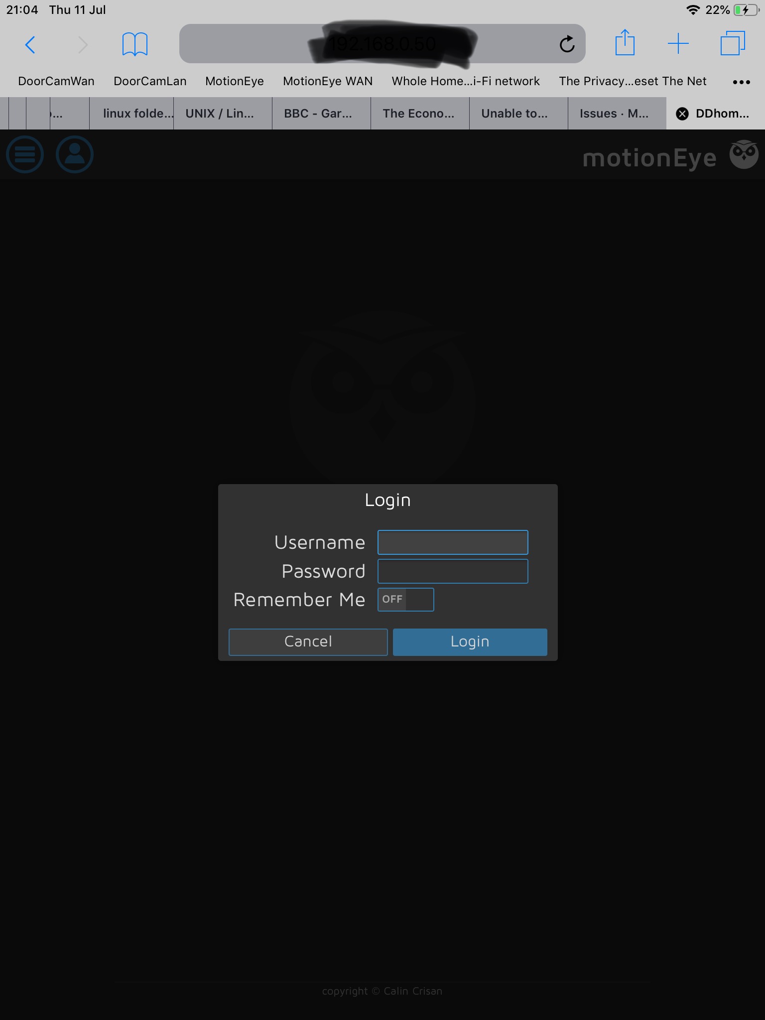 Unable to access admin externally. · Issue 1365 · motioneyeproject