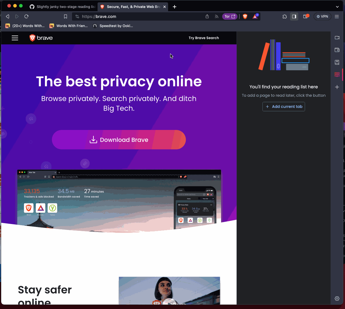 Slightly janky twostage reading list + sidebar panel closings, when