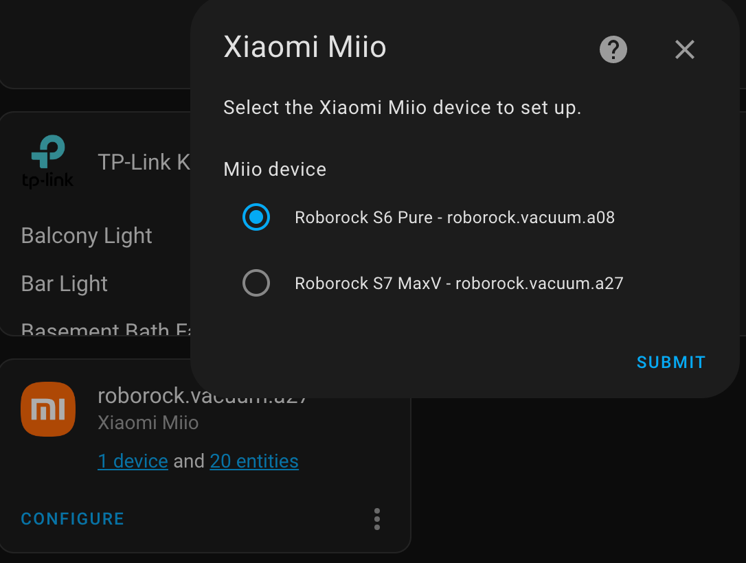 Cannot load multiple vacuum cleaners using Xiaomi Miio Integration