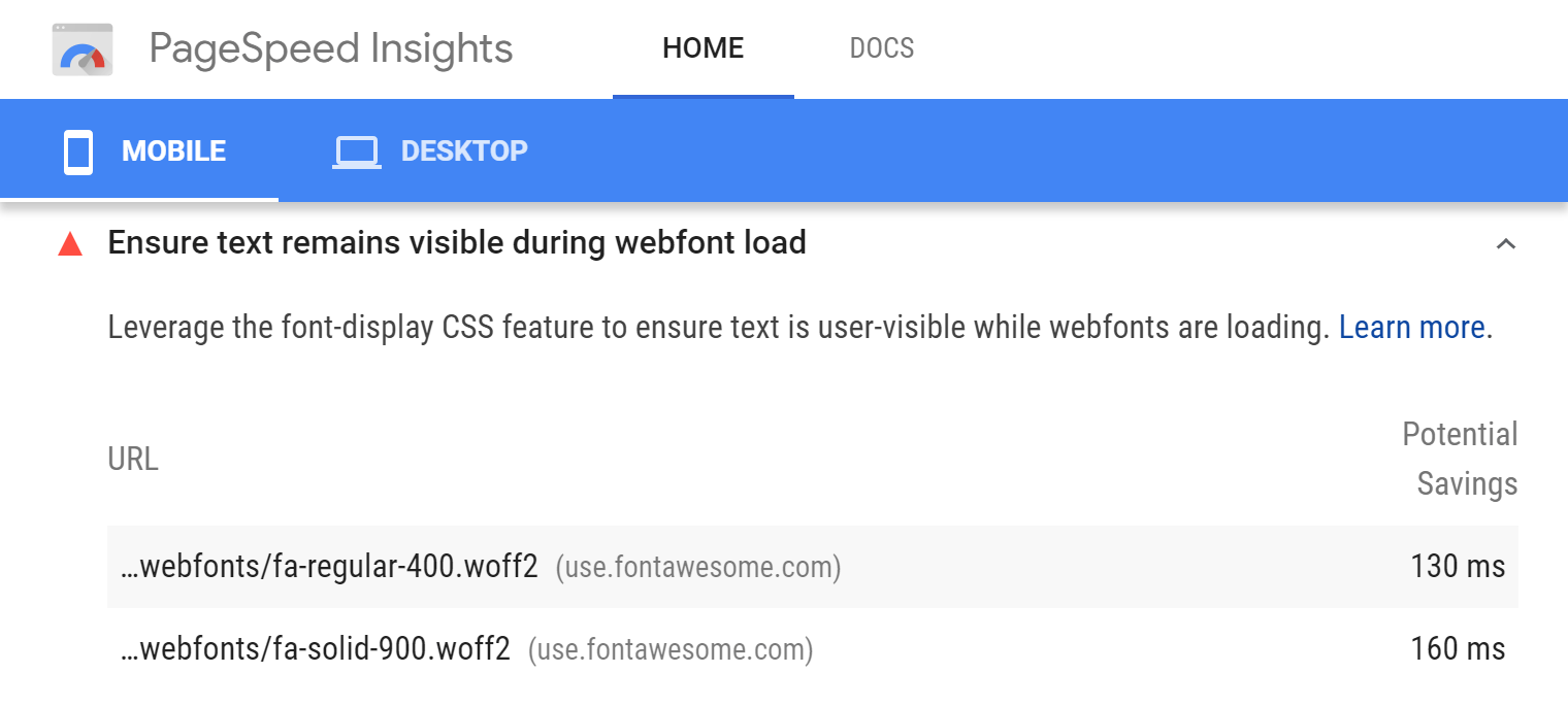 Font Awesome don't pass pagespeed insights · Issue 15085 · FortAwesome