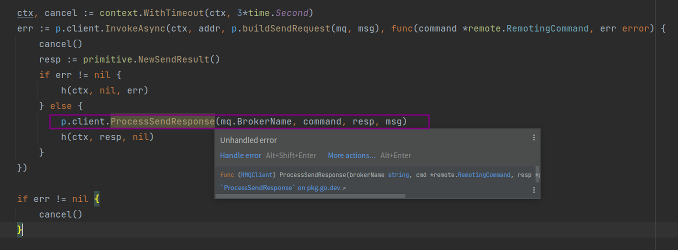 Returns the error info of an asynchronous processing send response to