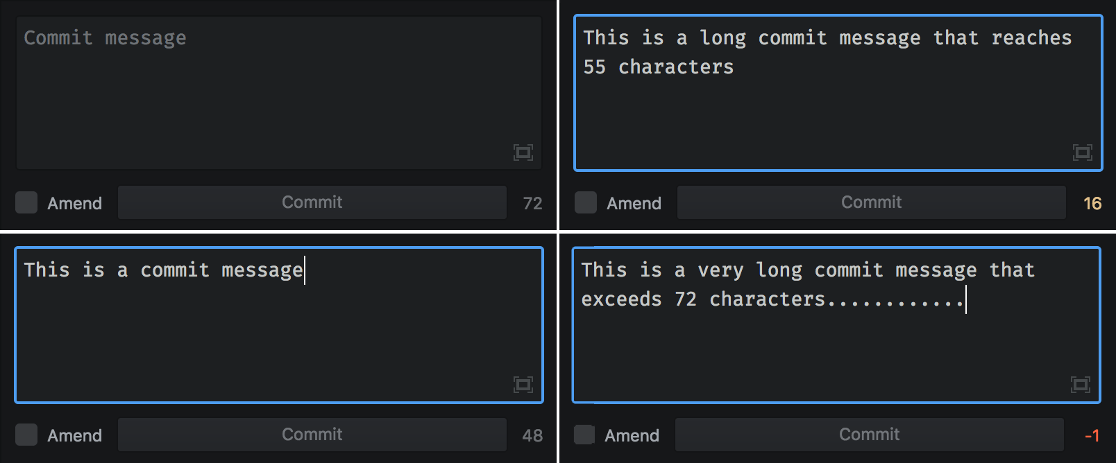 Git commit box does not warn long messages · Issue 21144 · microsoft