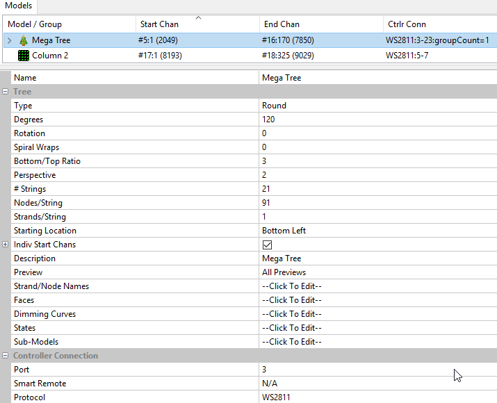 Visualise controller splits megatree across multiple pixel ports