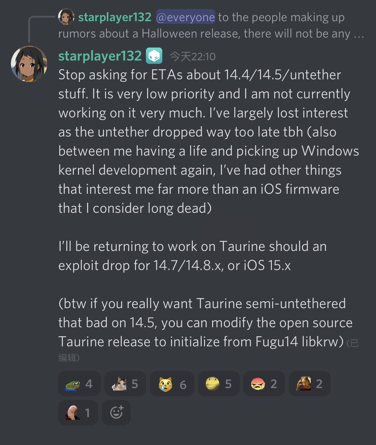 Linus Henze Untether Exploit for "unsupported" iDevices with Taurine JB