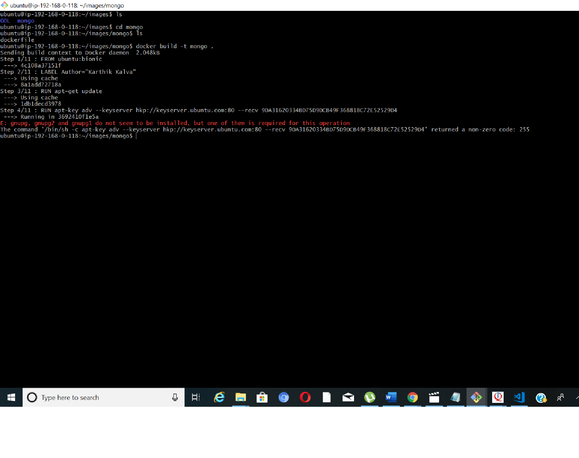 Docker build error for Mongodb /bin/sh 1 sudo not found · Issue