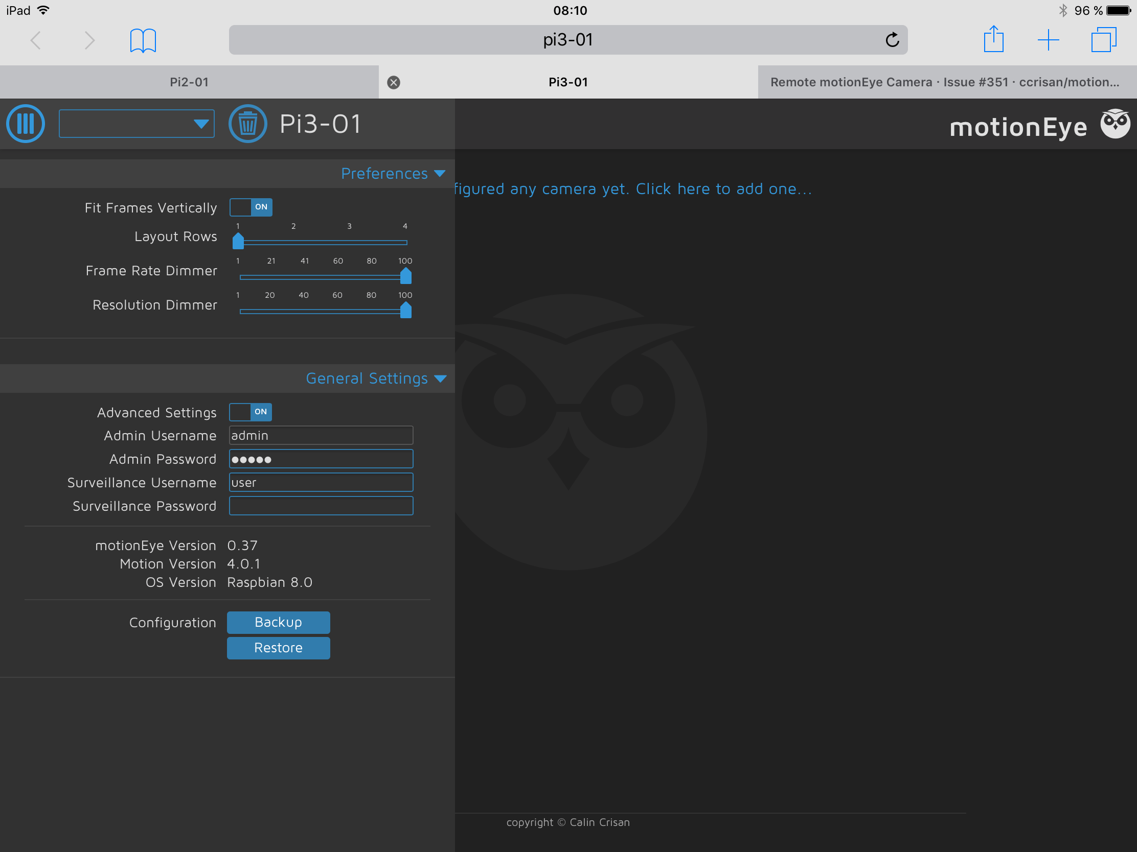 Remote motionEye Camera authentication failed · Issue 1111 · ccrisan