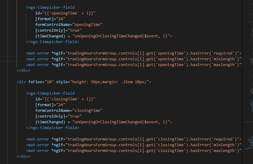 ngxtimepickerfield 24 hour format Invalid DateTime for 0000 to 0059
