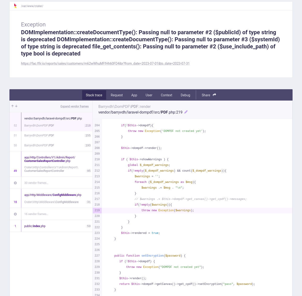 DomPDF and php8.1 deprecation errors · Issue 1252 · craterinvoice/crater · GitHub