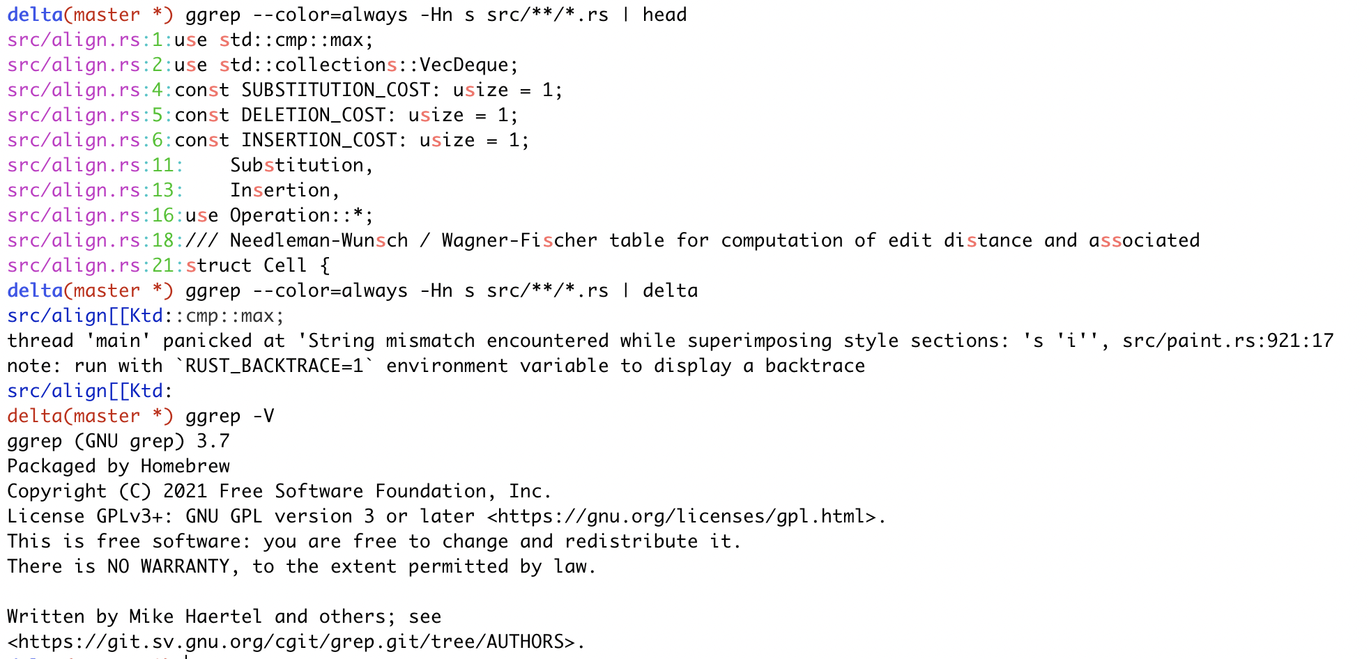 🐛 Colored output from standard grep is not parsed correctly · Issue