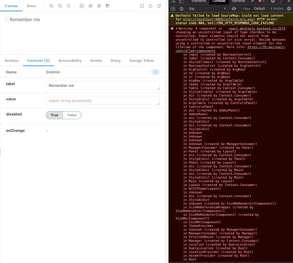 React A component is changing an uncontrolled input of type checkbox