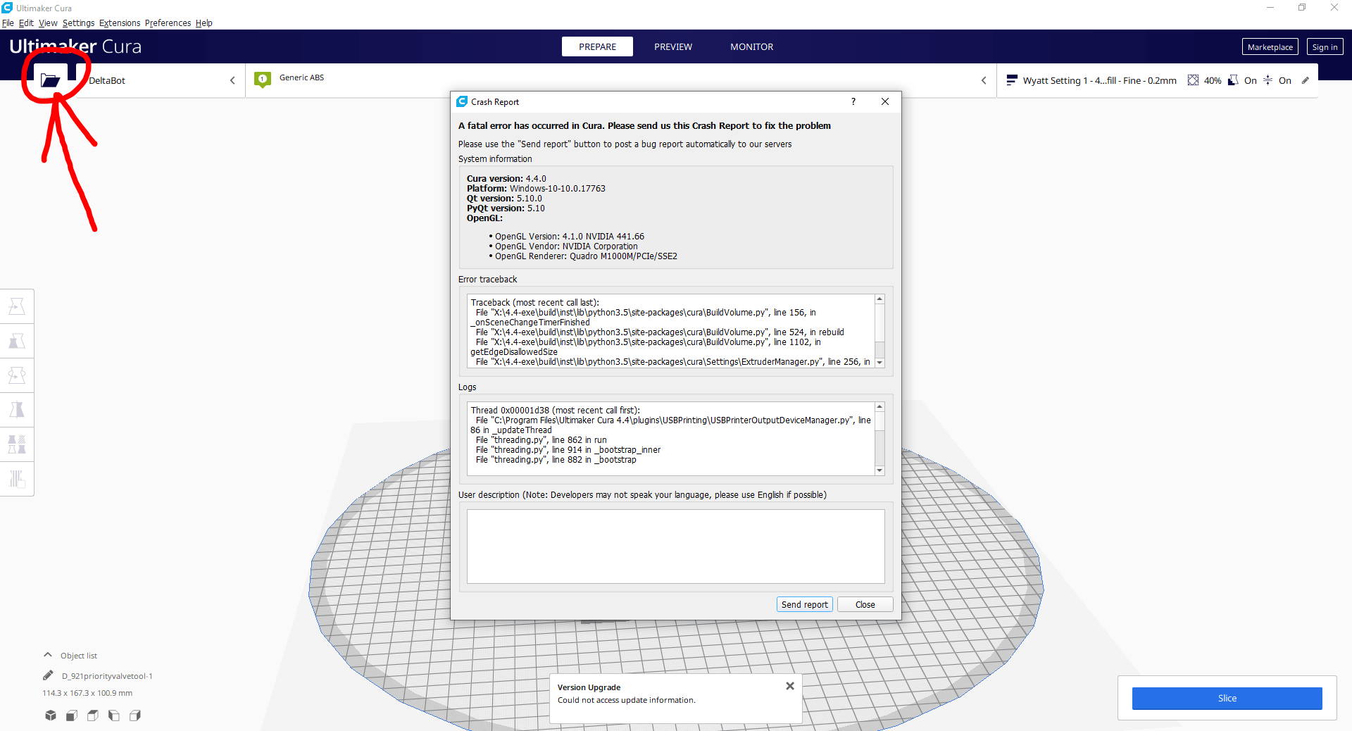 [4.4.0] Cura crash when opening/importing .stl file · Issue 6828