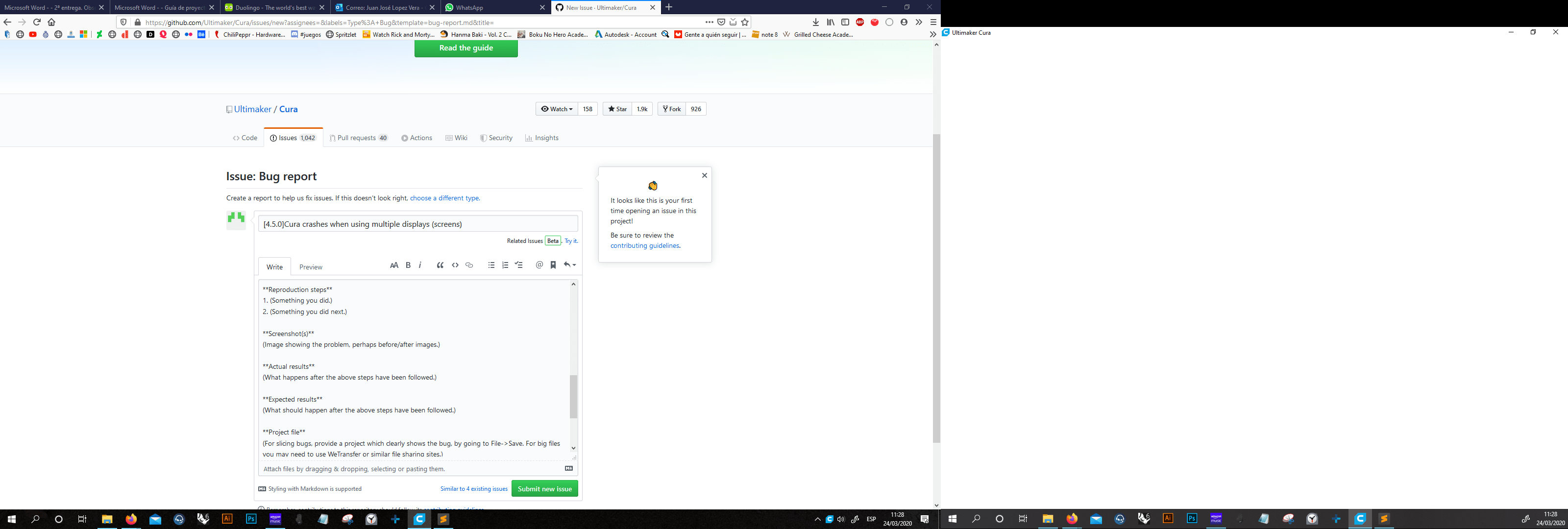 [4.5.0]Cura crashes when using multiple displays (screens) · Issue
