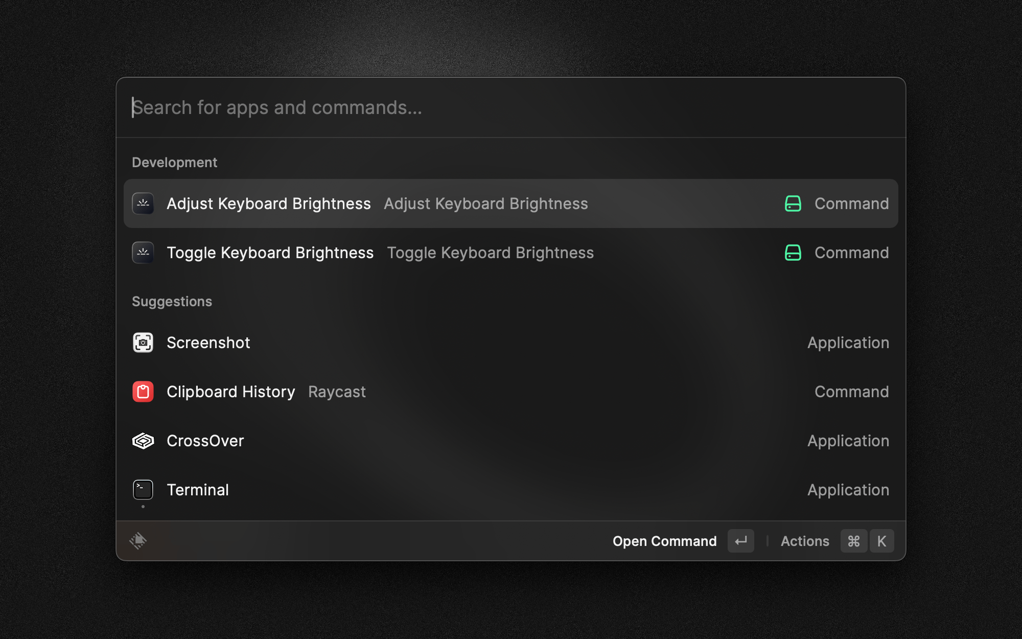 GitHub neo773/mackeyboardbrightness Raycast extension to control