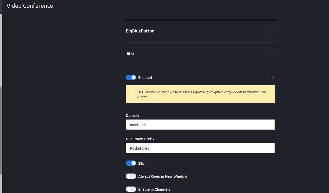 Missing video call button only in public groups (WebRTC