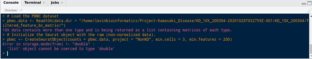 Can't create a seurat object. 10X data contains more than one type and