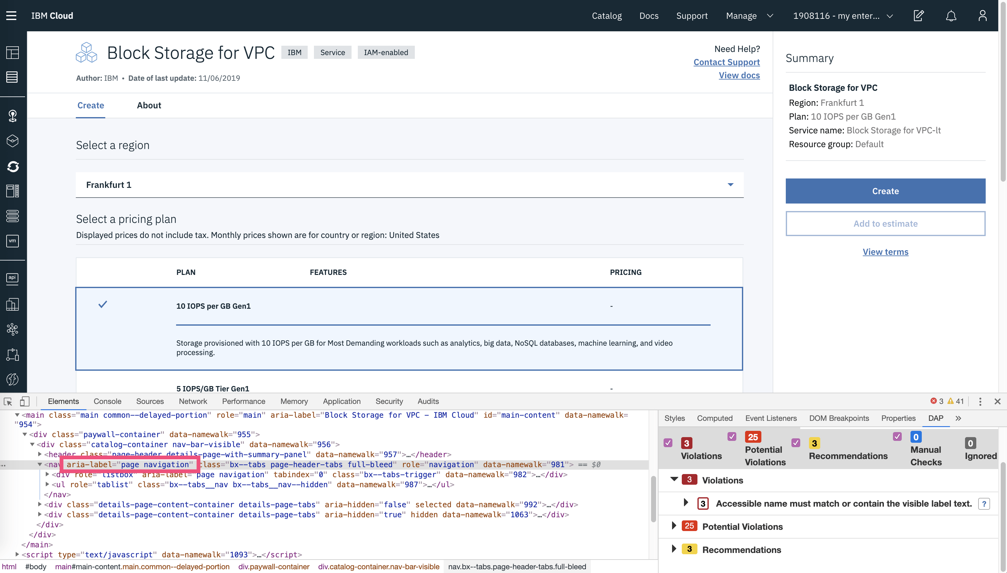 AVT1 sections must have unique labels specified with 'arialabel' or