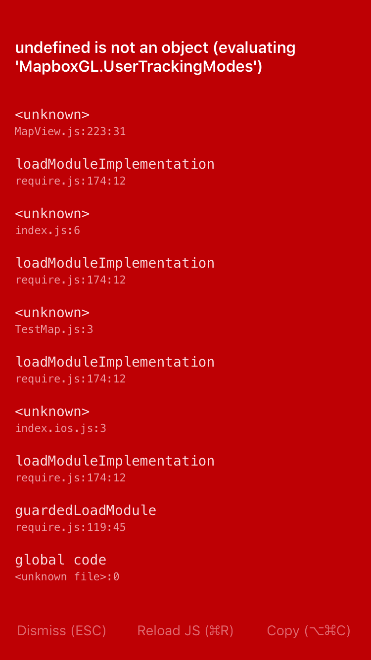 undefined is not an object (evaluating 'MapboxGL