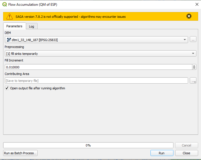 Warning message SAGA version 7.8.2 is not officially supported