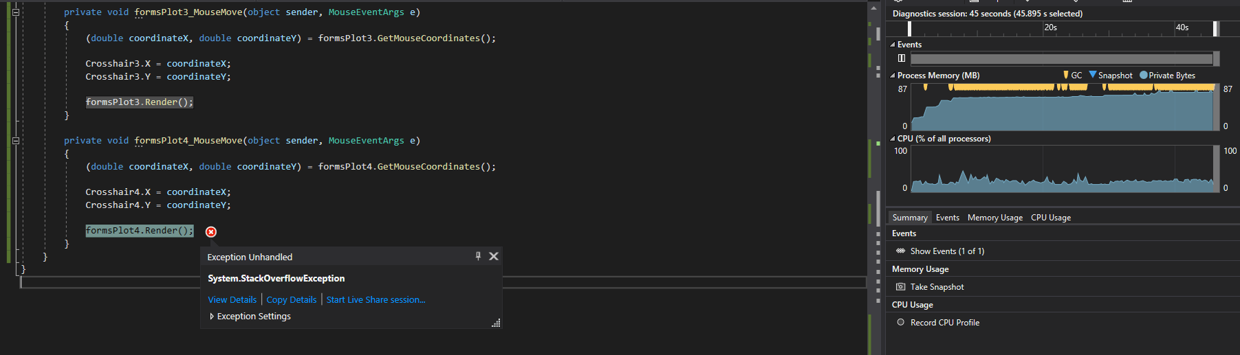 Stack Overflow exception with Crosshair MouseMove update · Issue 1249