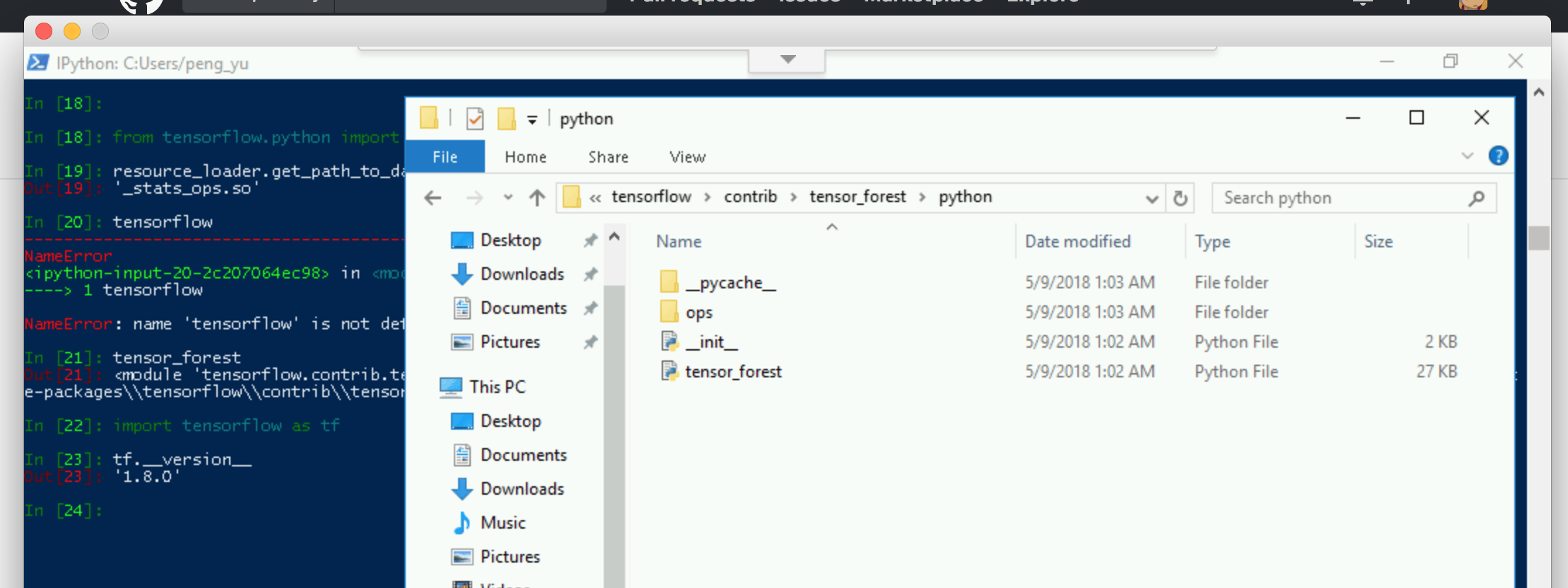 error reported while using TensorForestEstimator. tensorflow.python