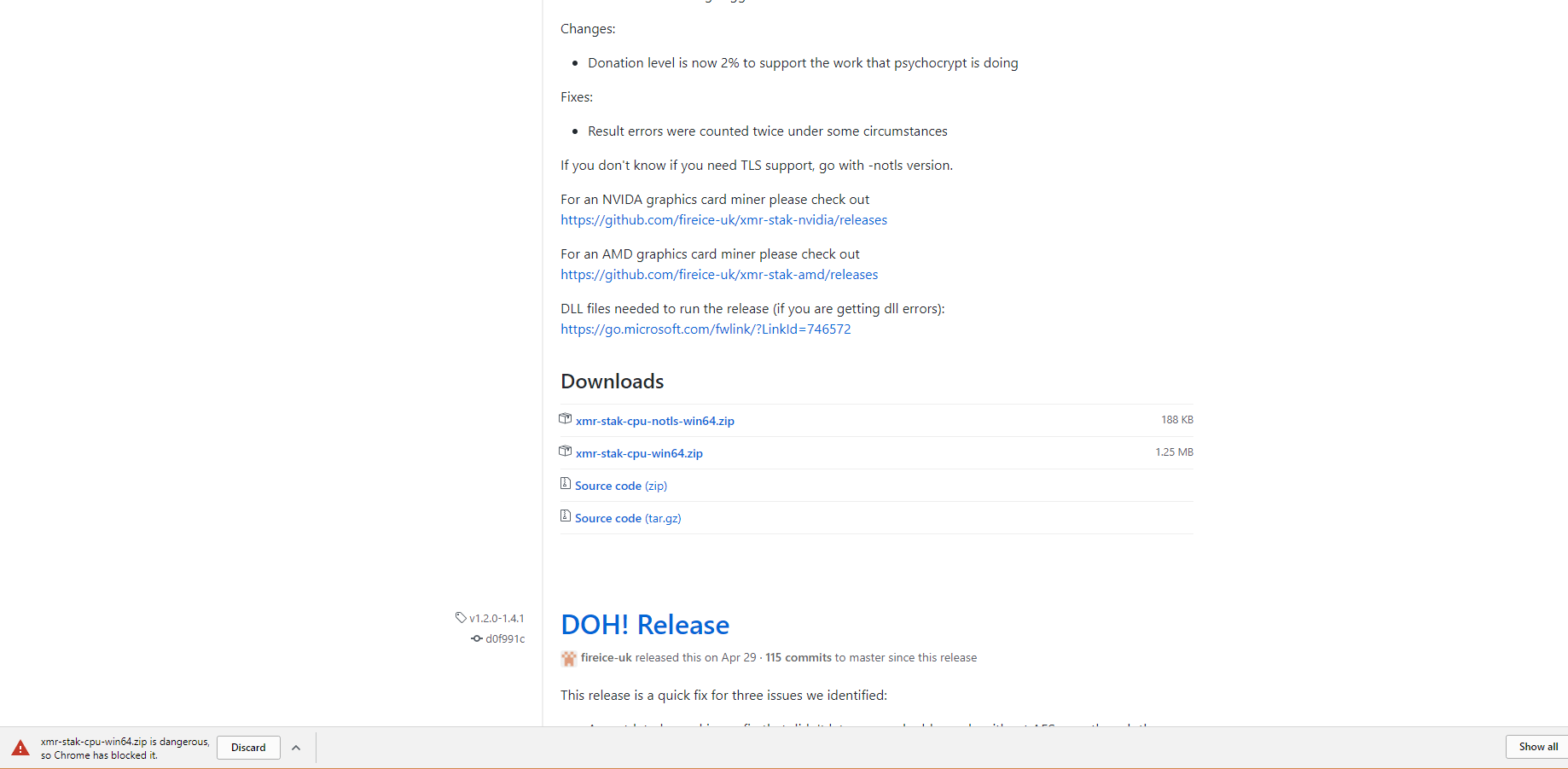 Downloading win64 zip blocked in Google Chrome · Issue 277 · fireice