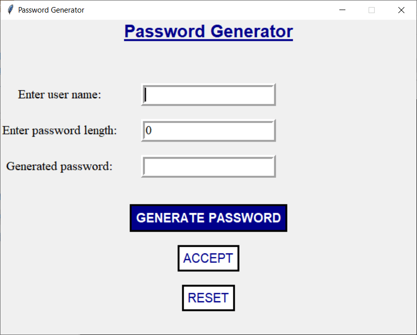 GitHub smita3199/PasswordGeneratorinPython Password Generator