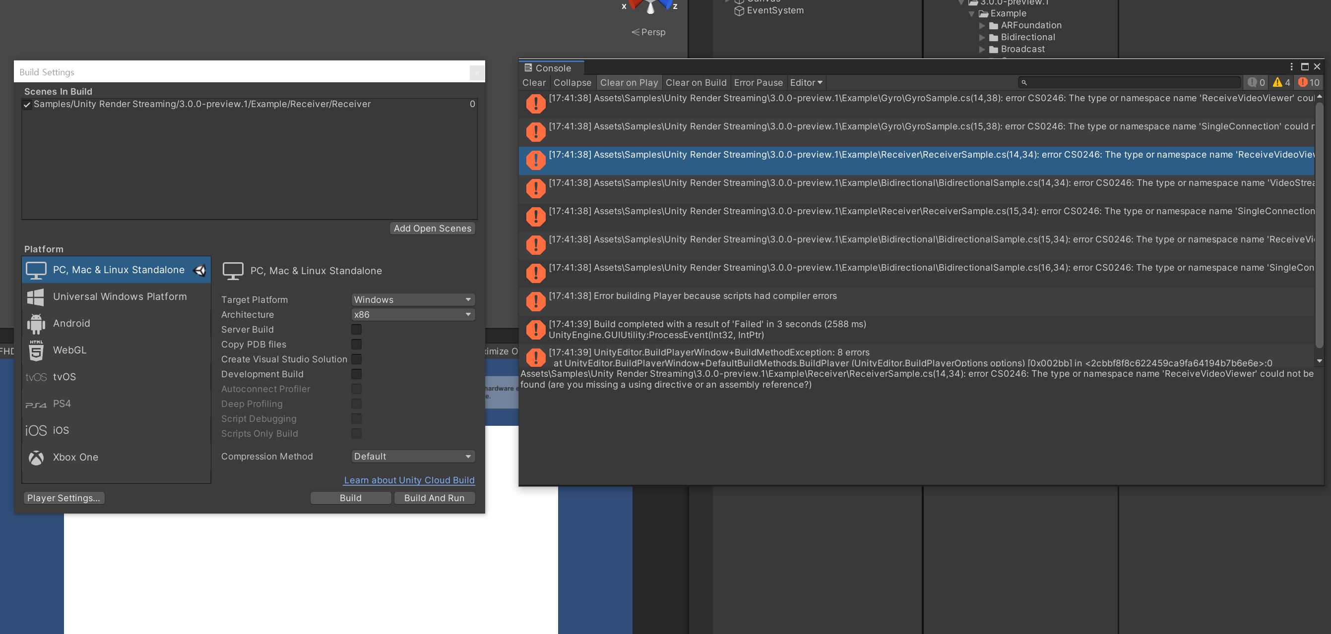 [BUG]The type or namespace name 'ReceiveVideoViewer' could not be found