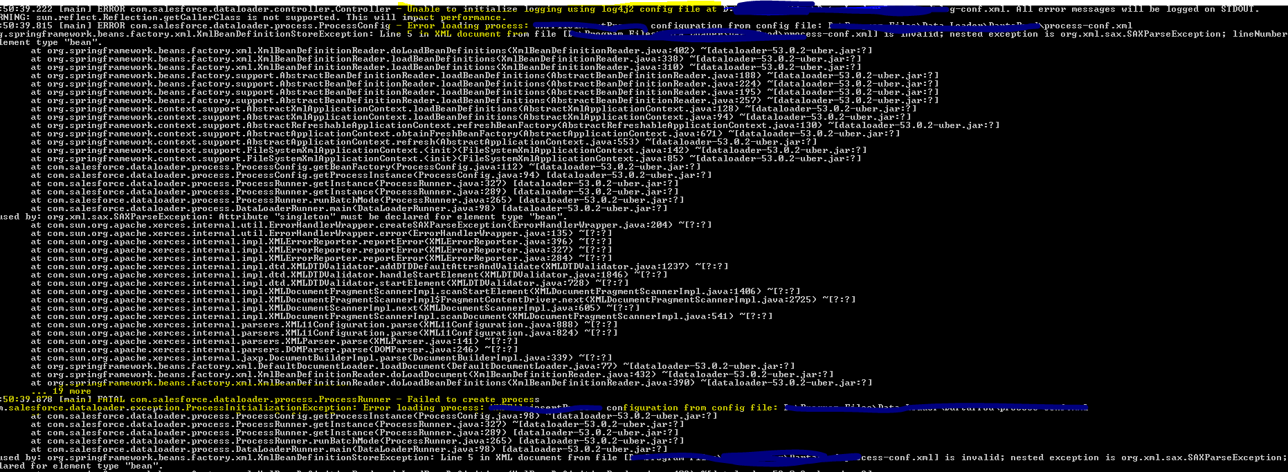 Error Main method not found in class com.salesforce.dataloader.process