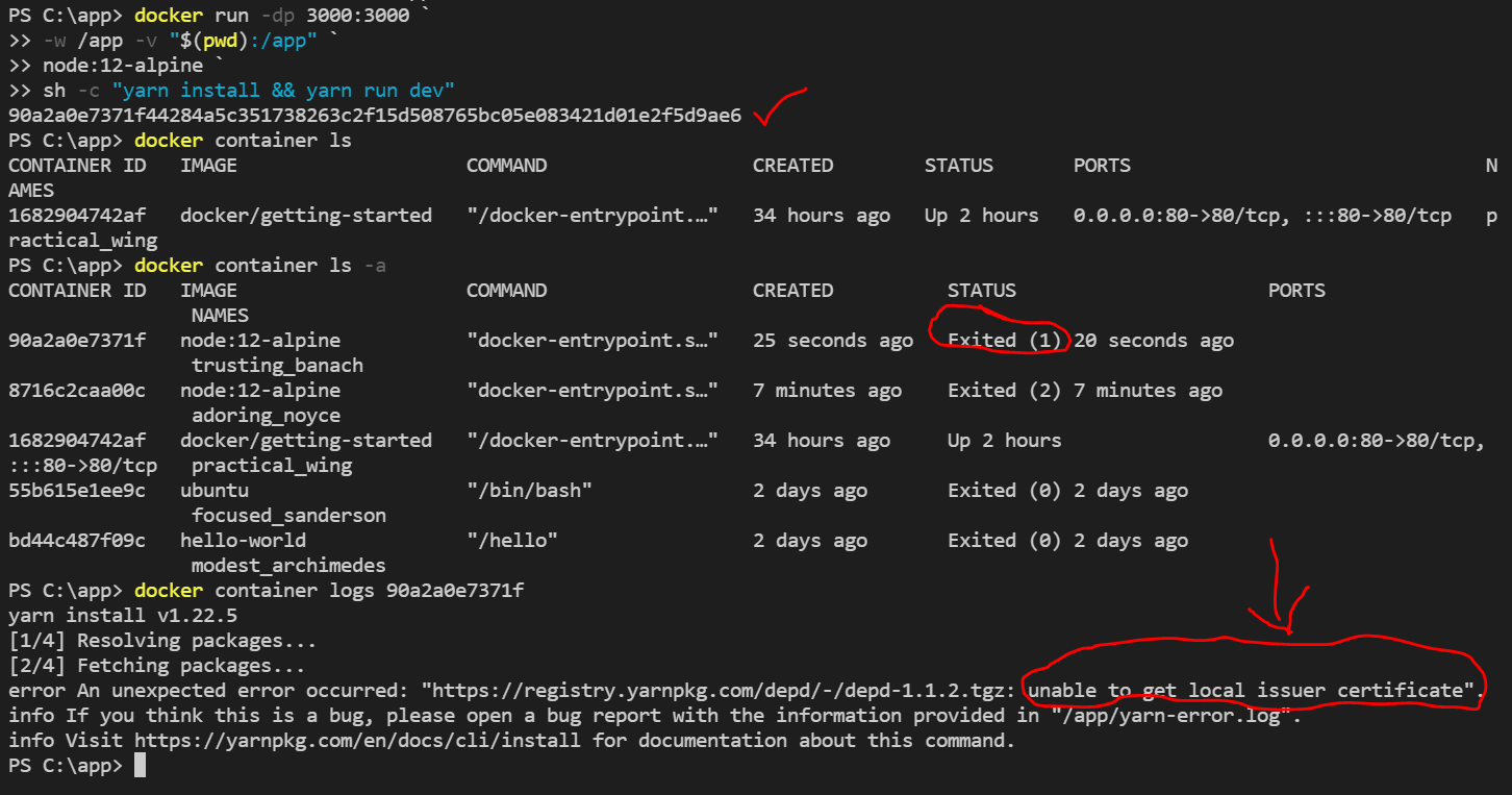 Yarn issue across the tutorial "yarn config set strictssl false g